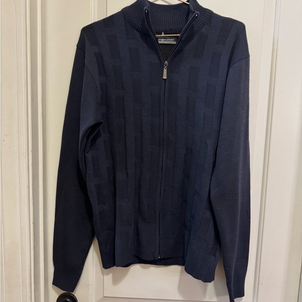 Men's Classic Navy Zip-Up Sweater